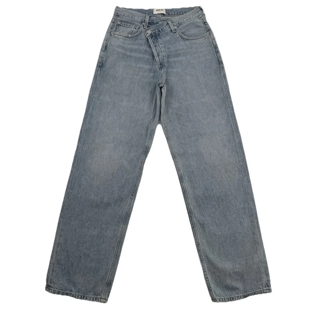 Agolde Criss Cross Jeans Womens Size 26 Blue Light Wash Denim Button Fly USA - Picture 2 of 11